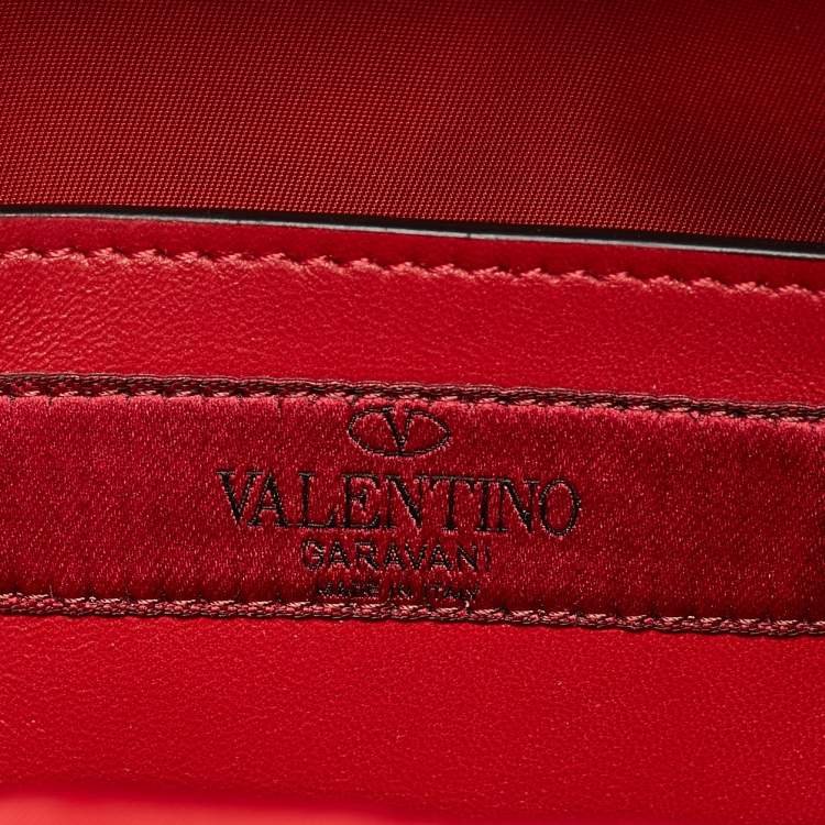 Pre Owned Valentino Red Quilted Nylon and Leather Mini Rockstud Spike Backpack