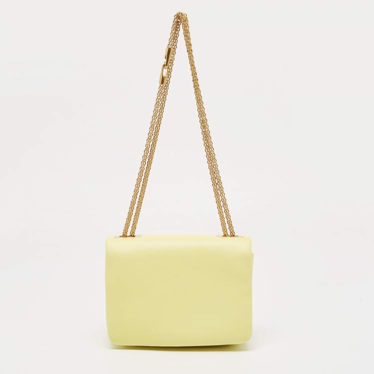 Pre Owned Valentino Yellow Leather One Stud Chain Bag