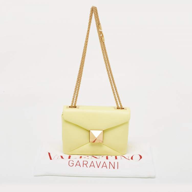 Pre Owned Valentino Yellow Leather One Stud Chain Bag