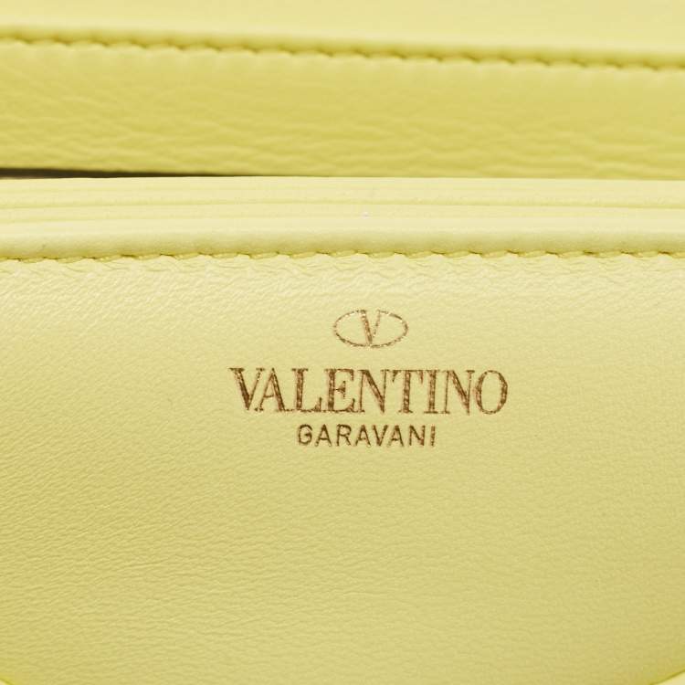 Pre Owned Valentino Yellow Leather One Stud Chain Bag