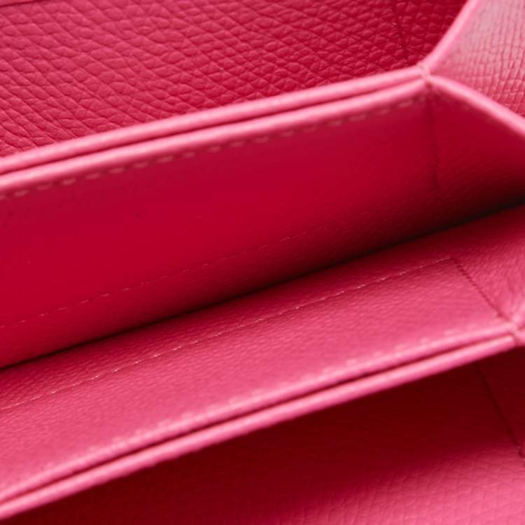 Pre Owned Valentino Pink Leather VLogo Accordion Card Holder