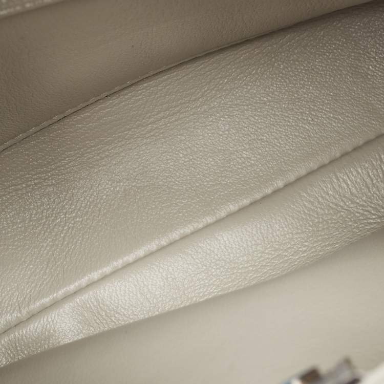Pre Owned Valentino Silver Quilted Leather Small Roman Stud Top Handle Bag