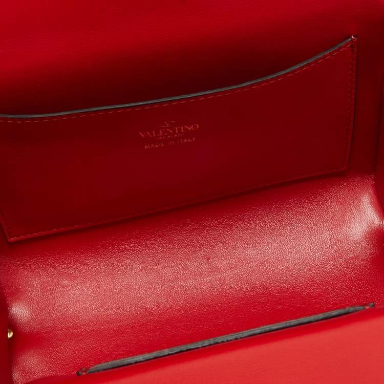 Pre Owned Valentino Black Leather Rockstud Alcove Box Top Handle Bag