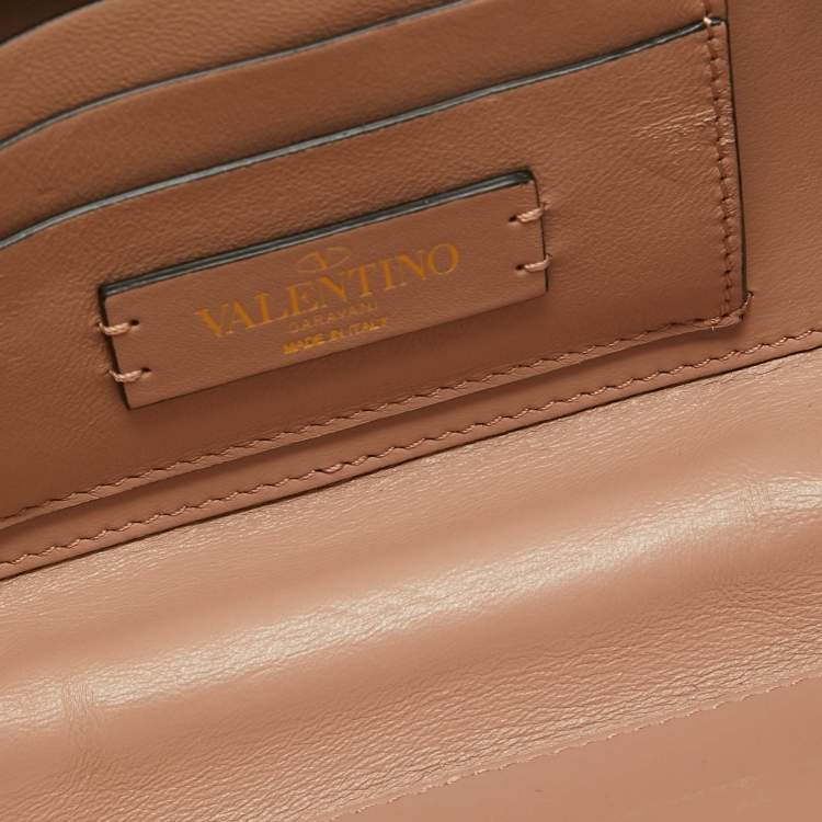 Pre Owned Valentino Gold Leather Roman Stud Clutch