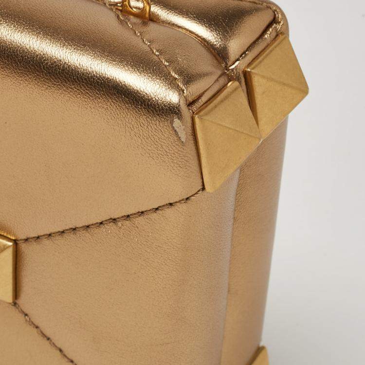 Pre Owned Valentino Gold Leather Roman Stud Clutch