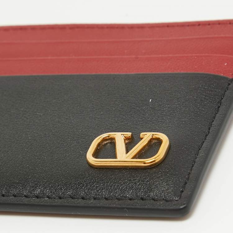 Pre Owned Valentino Multicolor Leather VLogo Card Holder