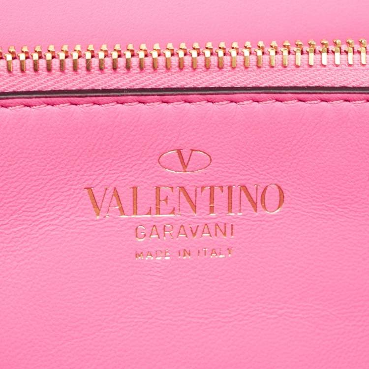 Pre Owned Valentino Pink Leather Stud Sign Shoulder Bag