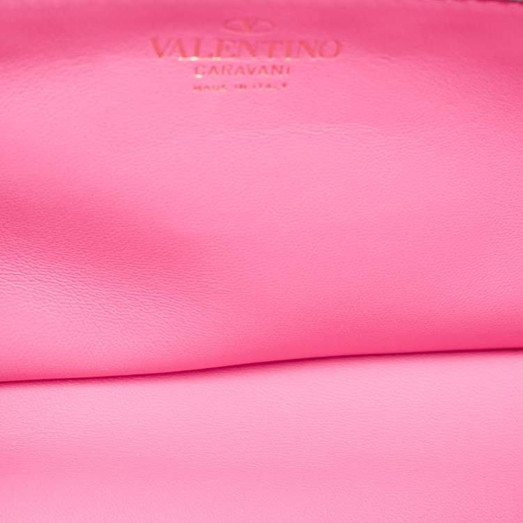 Pre Owned Valentino Pink Leather Stud Sign Shoulder Bag