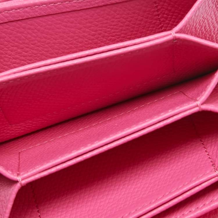 Pre Owned Valentino Pink Leather VLogo Accordion Card Holder