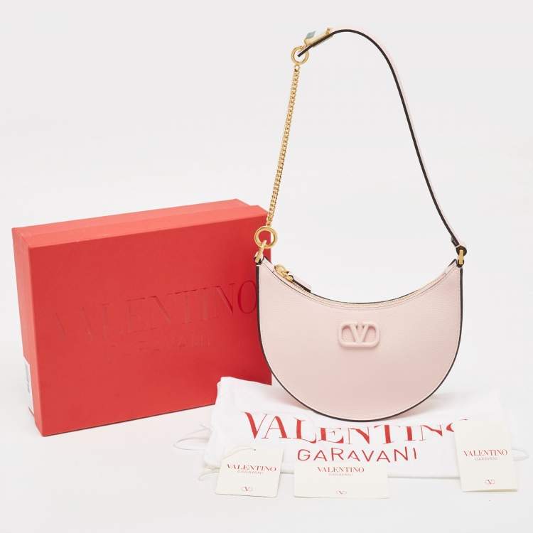Pre Owned Valentino Pink Leather Mini VLogo Hobo