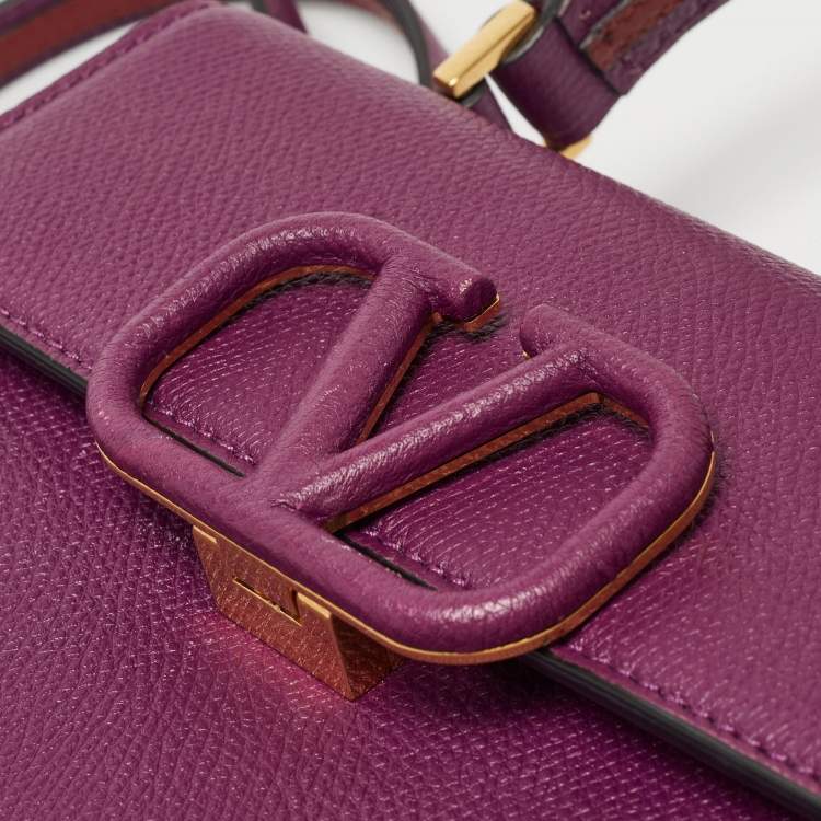Pre Owned Valentino Purple Leather Small VSling Top Handle Bag