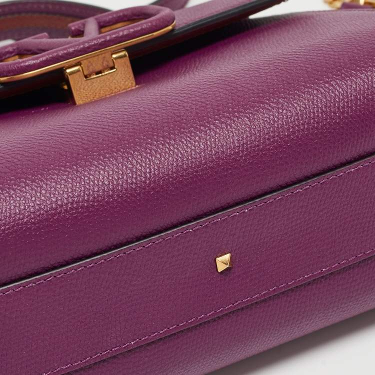 Pre Owned Valentino Purple Leather Small VSling Top Handle Bag