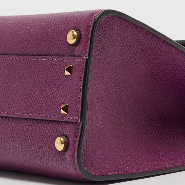 Pre Owned Valentino Purple Leather Small VSling Top Handle Bag