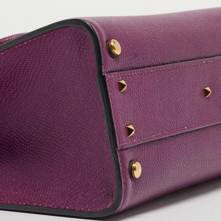 Pre Owned Valentino Purple Leather Small VSling Top Handle Bag