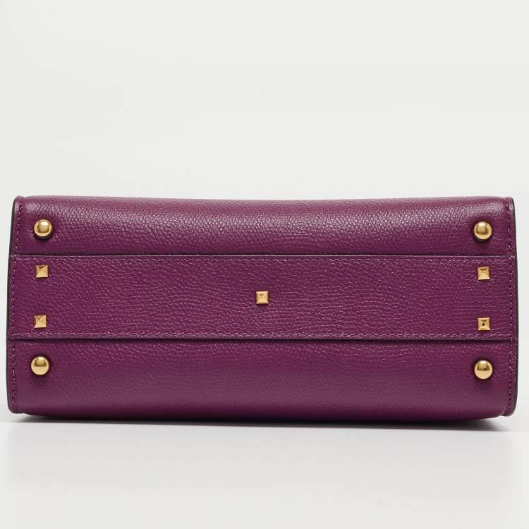 Pre Owned Valentino Purple Leather Small VSling Top Handle Bag