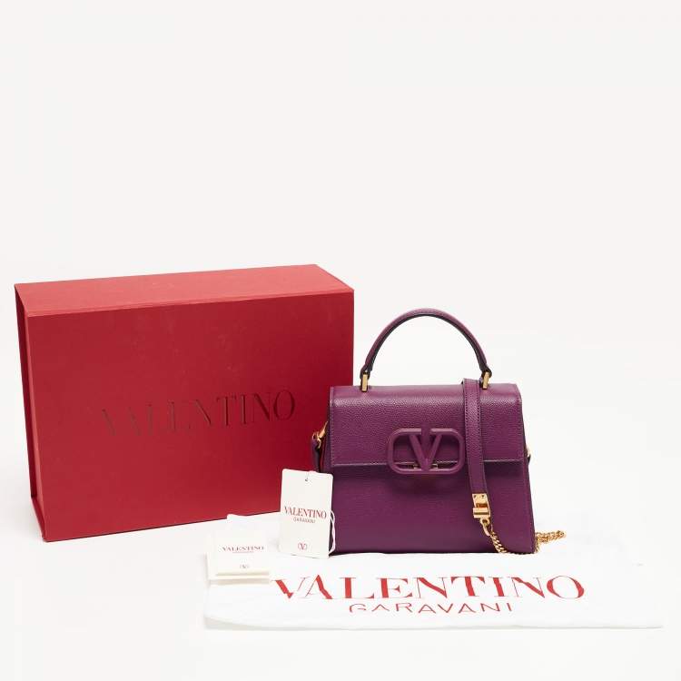 Pre Owned Valentino Purple Leather Small VSling Top Handle Bag