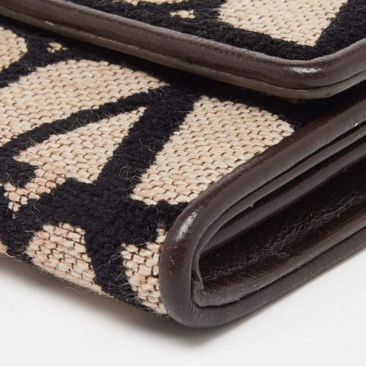 Pre Owned Valentino Tri Color Fabric and Leather Vlogo Compact Wallet