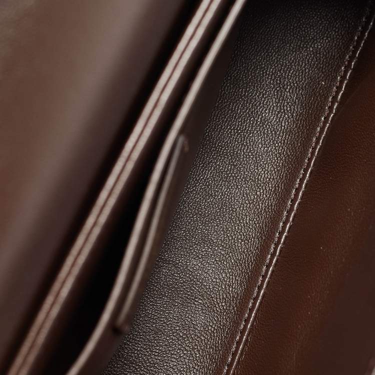 Pre Owned Valentino Brown/Beige Iconographe Canvas and Leather Le Petite Deuxième Top Handle Bag
