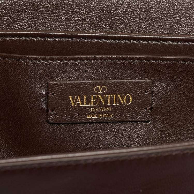 Pre Owned Valentino Brown/Beige Iconographe Canvas and Leather Le Petite Deuxième Top Handle Bag