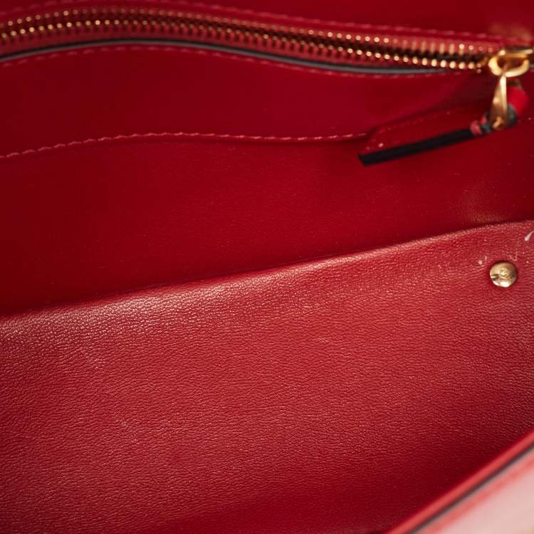 Pre Owned Valentino Red Leather Vlogo Chain Hobo