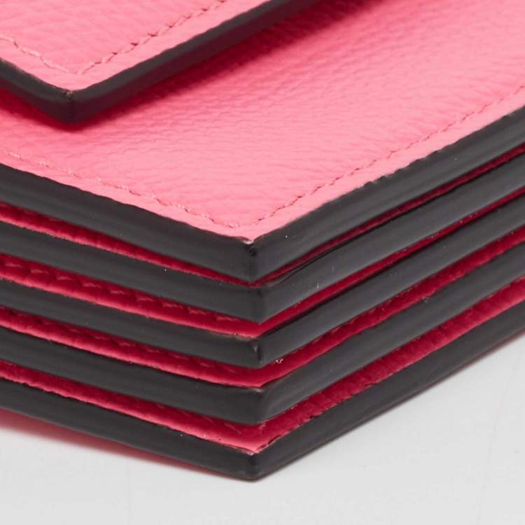 Pre Owned Valentino Pink Leather VLogo Gusset Card Case