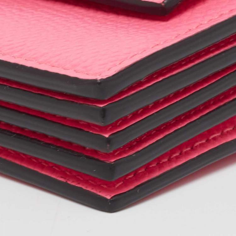 Pre Owned Valentino Pink Leather VLogo Gusset Card Case