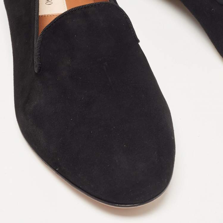 Pre Owned Valentino Black Suede One Rockstud Smoking Slippers Size 38.5