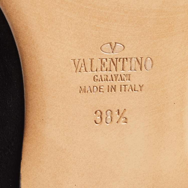 Pre Owned Valentino Black Suede One Rockstud Smoking Slippers Size 38.5