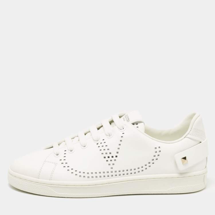 Pre Owned Valentino White Leather Backnet Sneakers Size 36