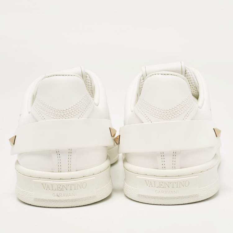 Pre Owned Valentino White Leather Backnet Sneakers Size 36