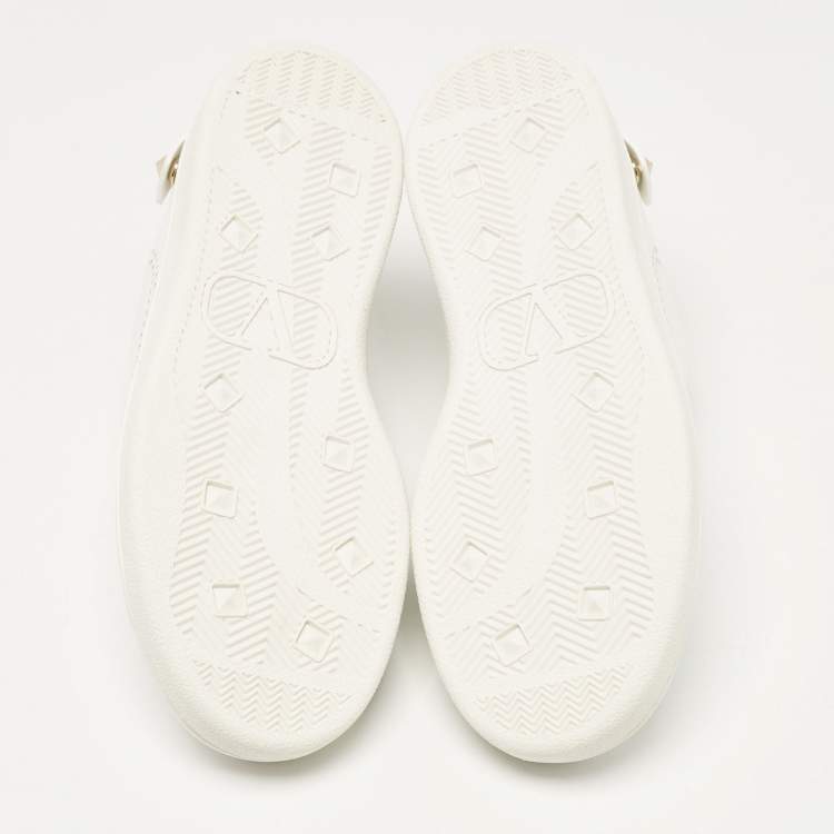 Pre Owned Valentino White Leather Backnet Sneakers Size 36