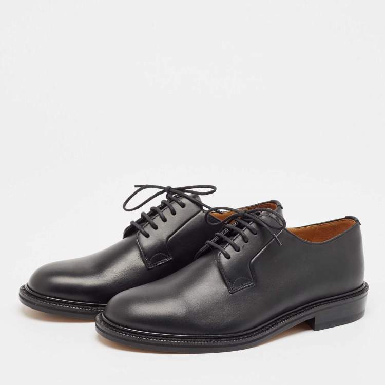 Pre Owned Valentino Black Leather Lace Up Derby Size 39.5