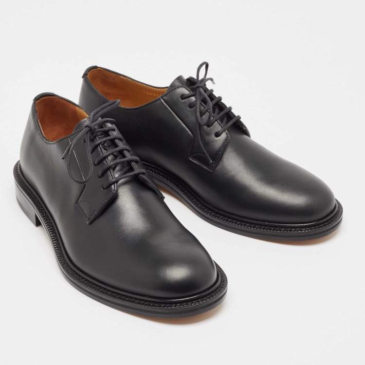Pre Owned Valentino Black Leather Lace Up Derby Size 39.5