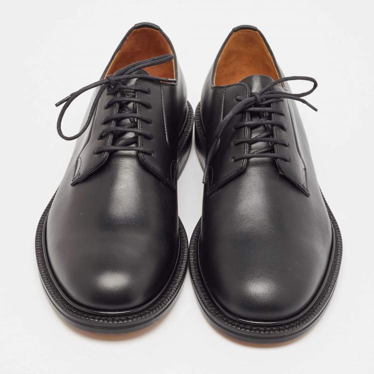 Pre Owned Valentino Black Leather Lace Up Derby Size 39.5