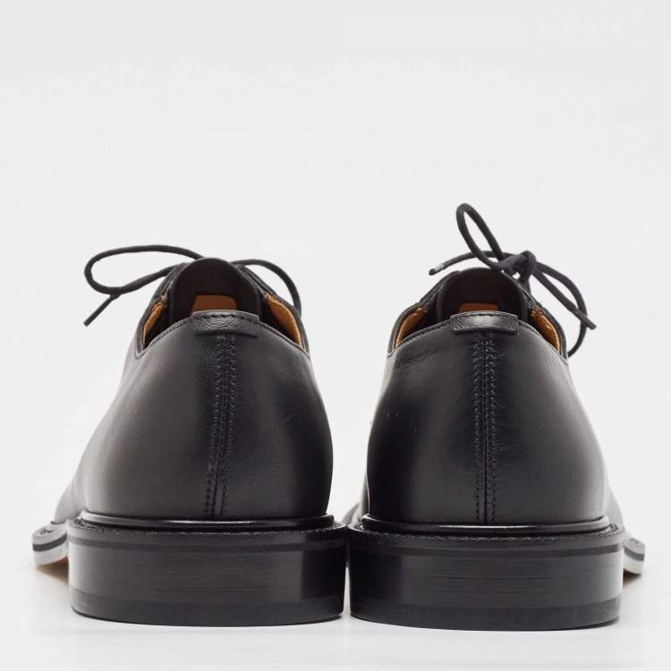 Pre Owned Valentino Black Leather Lace Up Derby Size 39.5