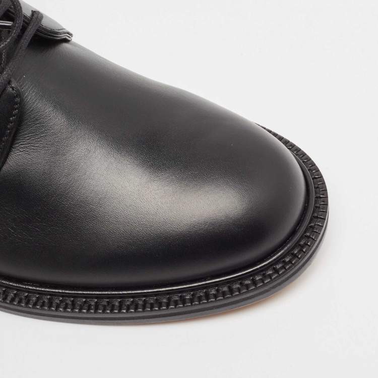 Pre Owned Valentino Black Leather Lace Up Derby Size 39.5