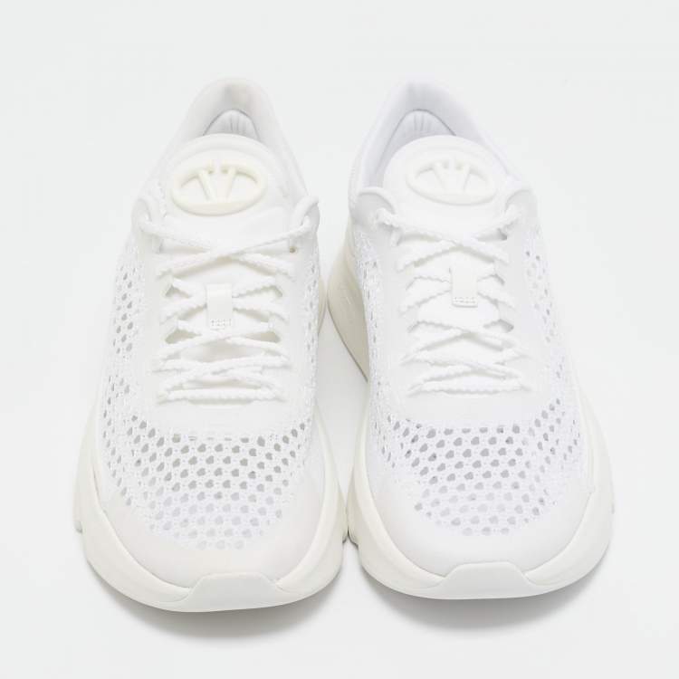 Pre Owned Valentino White Mesh True Actress Sneakers Size 39