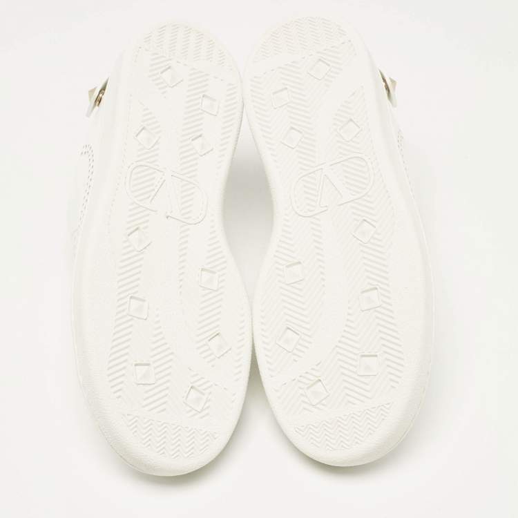 Pre Owned Valentino White Leather Backnet Sneakers Size 37