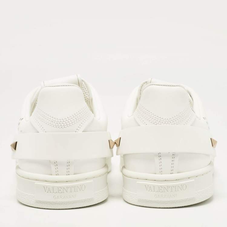 Pre Owned Valentino White Leather Backnet Sneakers Size 37