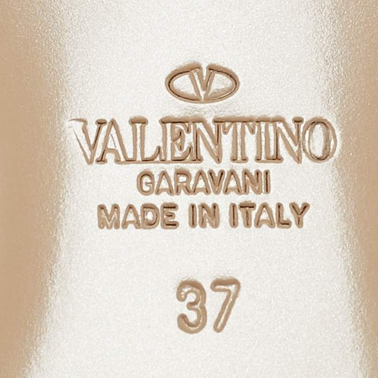 Pre Owned Valentino Black Leather Tango Ankle Strap Flats Size 37