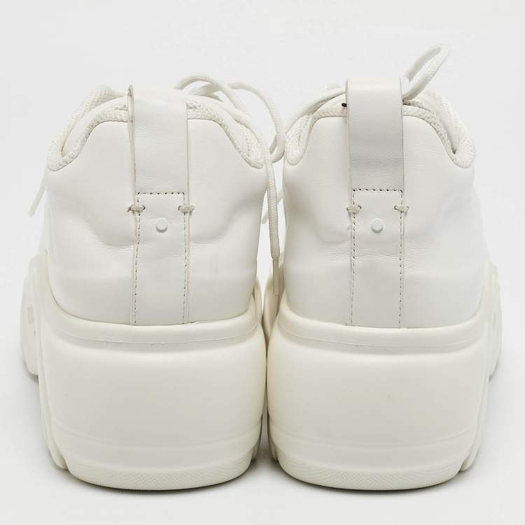 Pre Owned Valentino White Leather Lace Up Sneakers Size 39