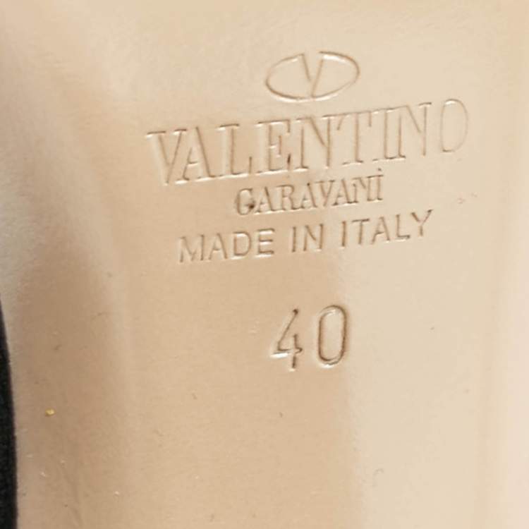 Pre Owned Valentino Black Leather Rockstud Knee Length Boots Size 40