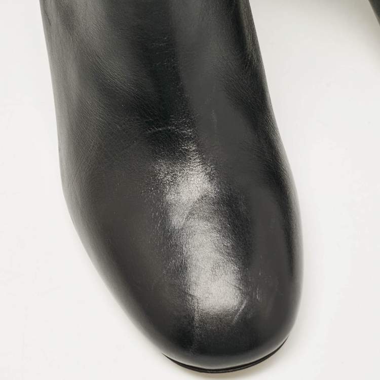 Pre Owned Valentino Black Leather Rockstud Knee Length Boots Size 40
