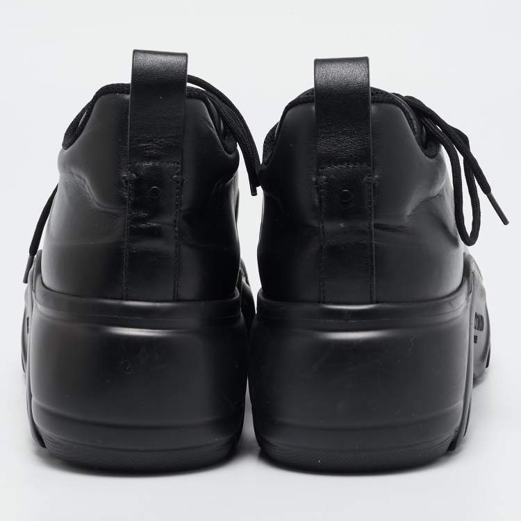 Pre Owned Valentino Black Leather Lace Up Chunky Sneakers Size 39