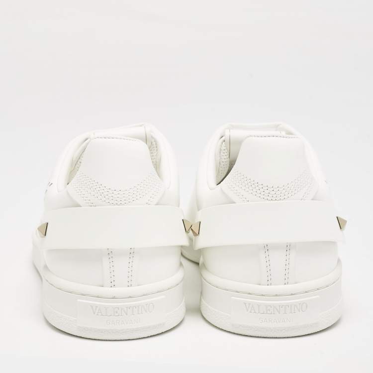 مملوكة مسبقًا Valentino White Leather Bianco Backnet Low Top Sneakers Size 39.5