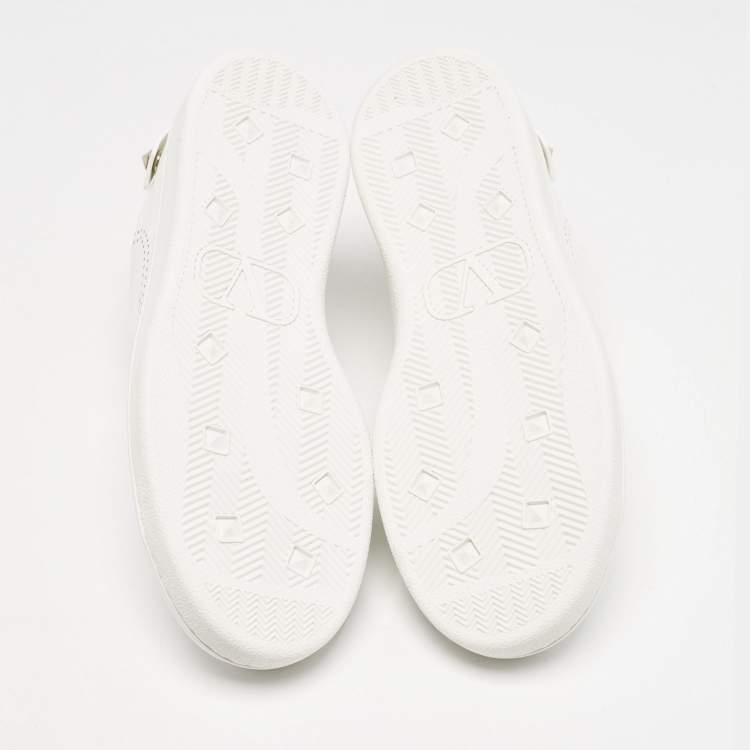 مملوكة مسبقًا Valentino White Leather Bianco Backnet Low Top Sneakers Size 39.5