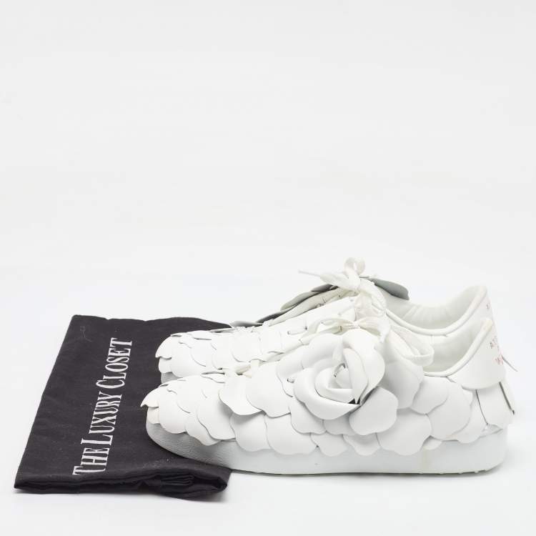 Pre Owned Valentino White Leather Atelier 03 Rose Edition Low Top Sneakers Size 36