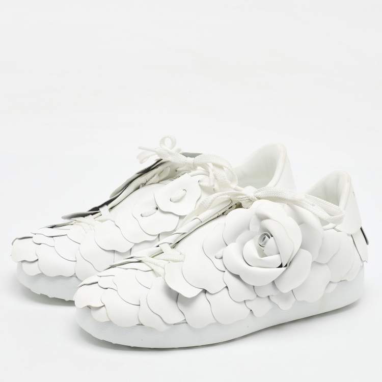 Pre Owned Valentino White Leather Atelier 03 Rose Edition Low Top Sneakers Size 36