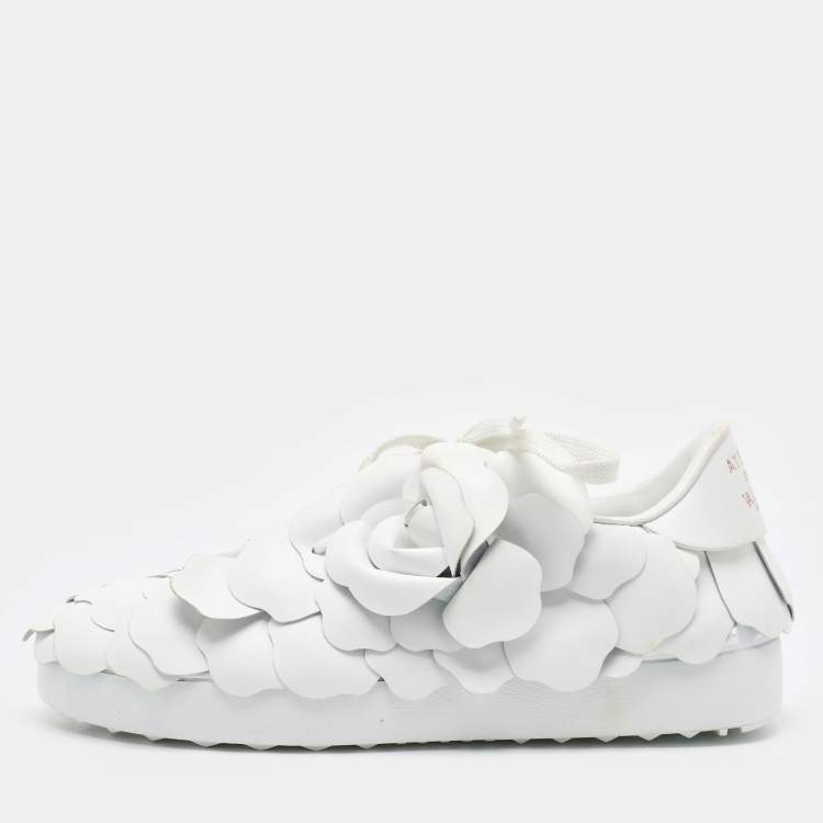 Pre Owned Valentino White Leather Atelier 03 Rose Edition Low Top Sneakers Size 36