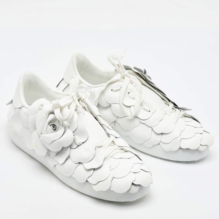 Pre Owned Valentino White Leather Atelier 03 Rose Edition Low Top Sneakers Size 36